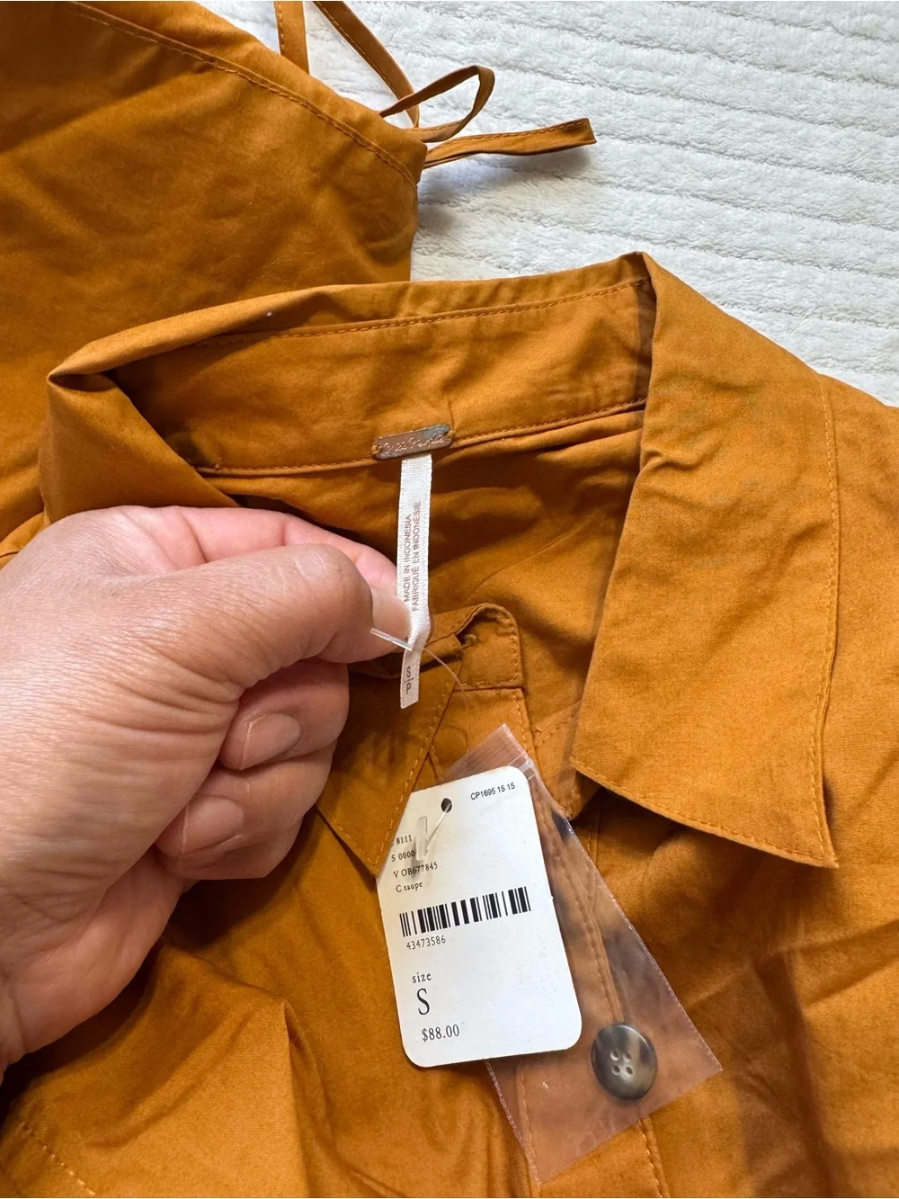 Free People Rust Orange Button-Up Blouse oversized